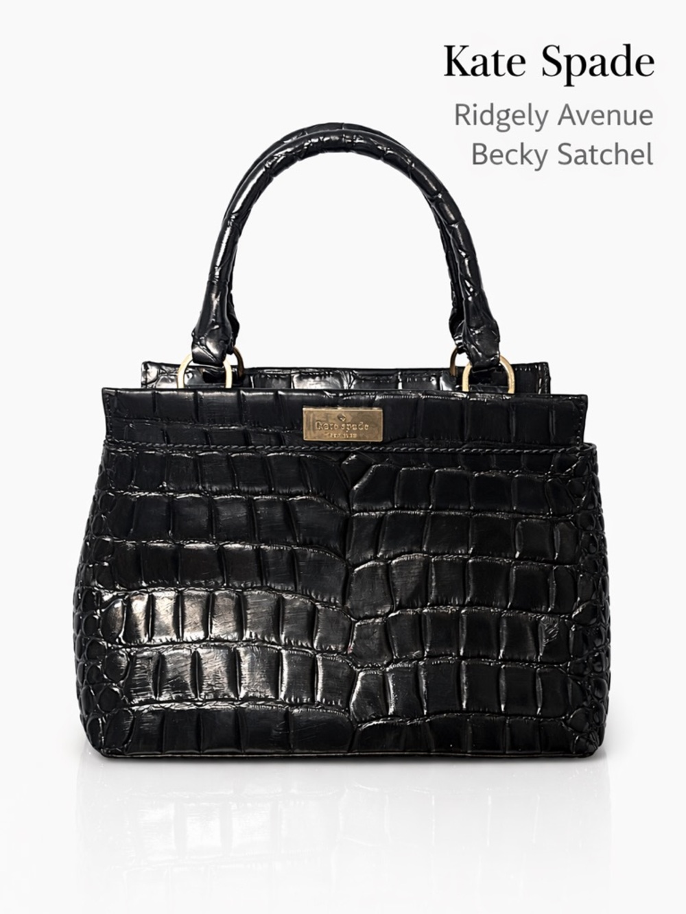 🖤 Kate Spade Ridgely Ave Becky Satchel Black Croc Embossed Leather